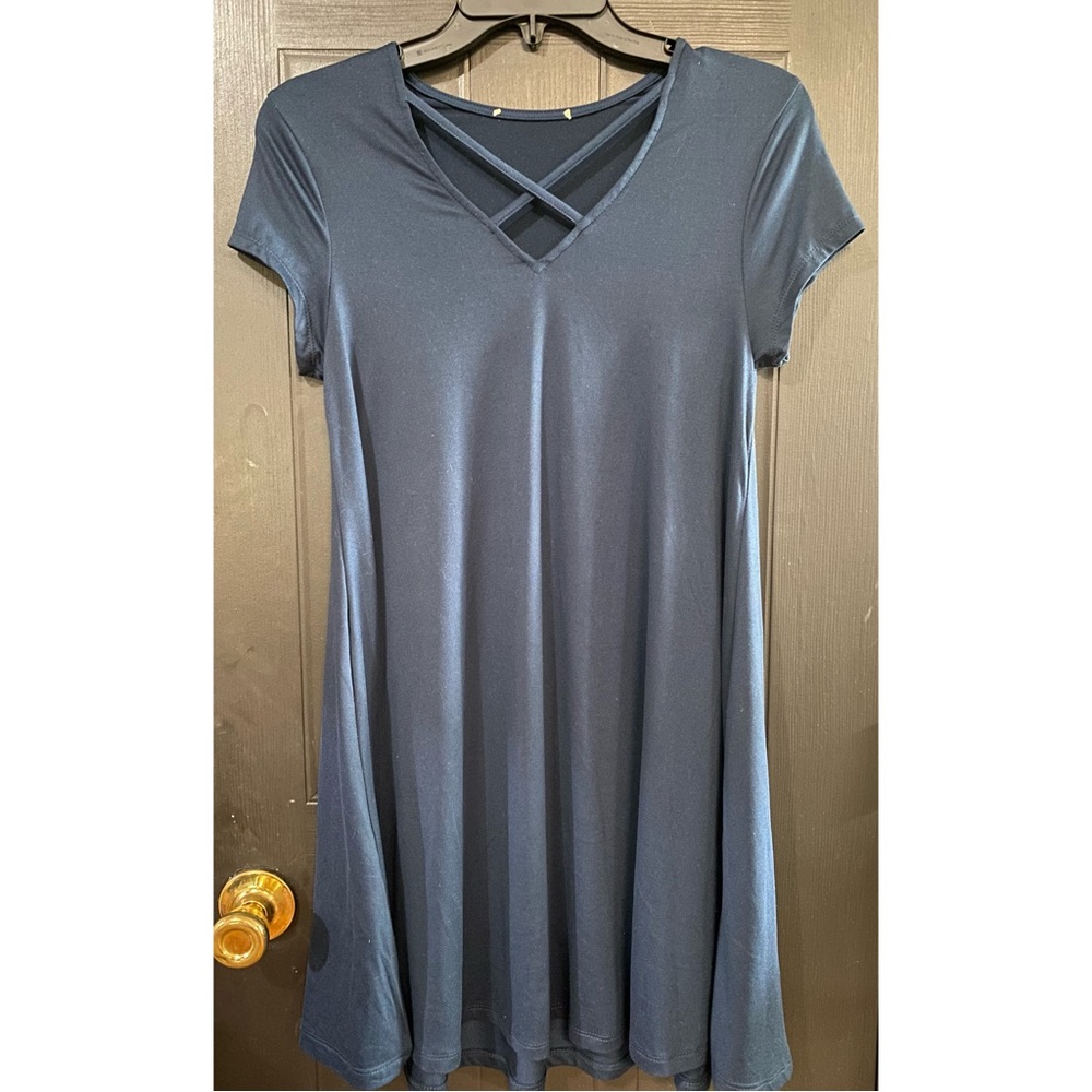 Criss-Cross Cutout Navy Dress